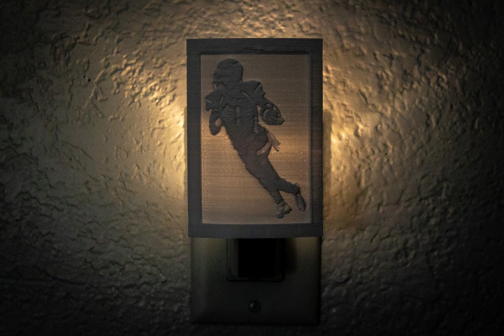Football Player 3-D printed Nightlight l Plug in Nightlight - Angled.io