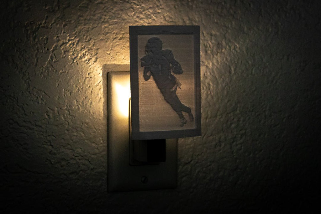 Football Player 3-D printed Nightlight l Plug in Nightlight - Angled.io
