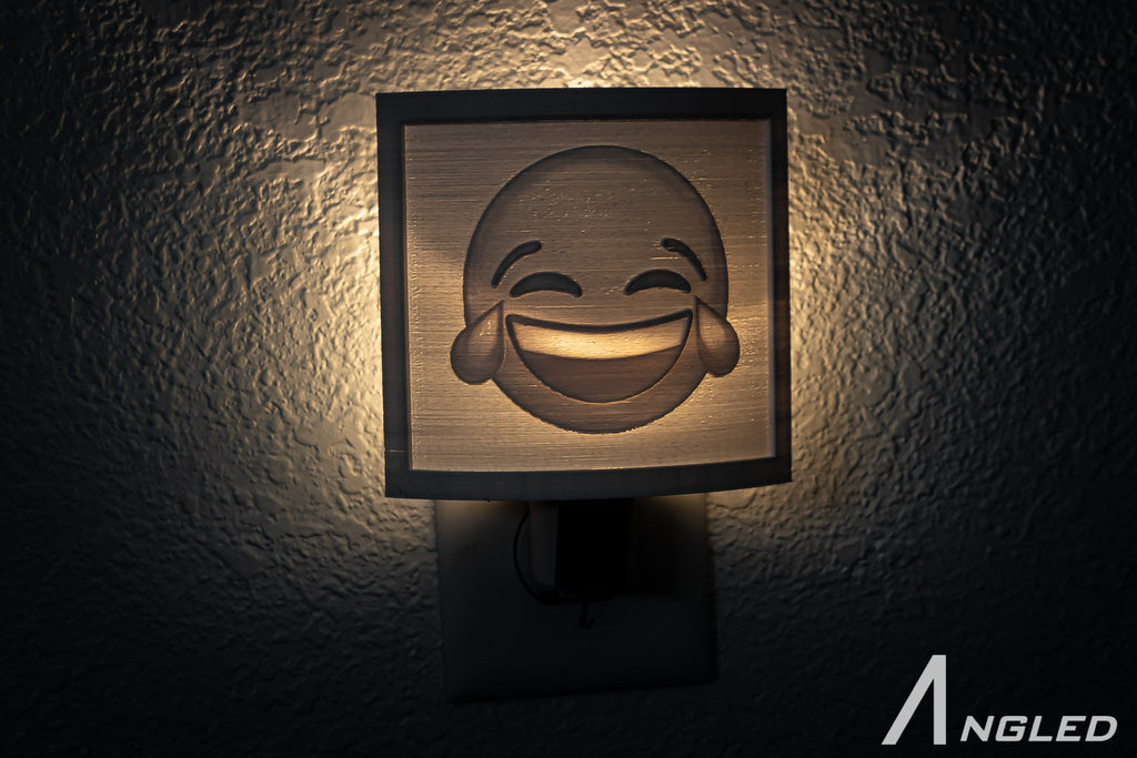 Laughing Crying Emoji 3-D printed Nightlight l Plug in Nightlight - Angled.io