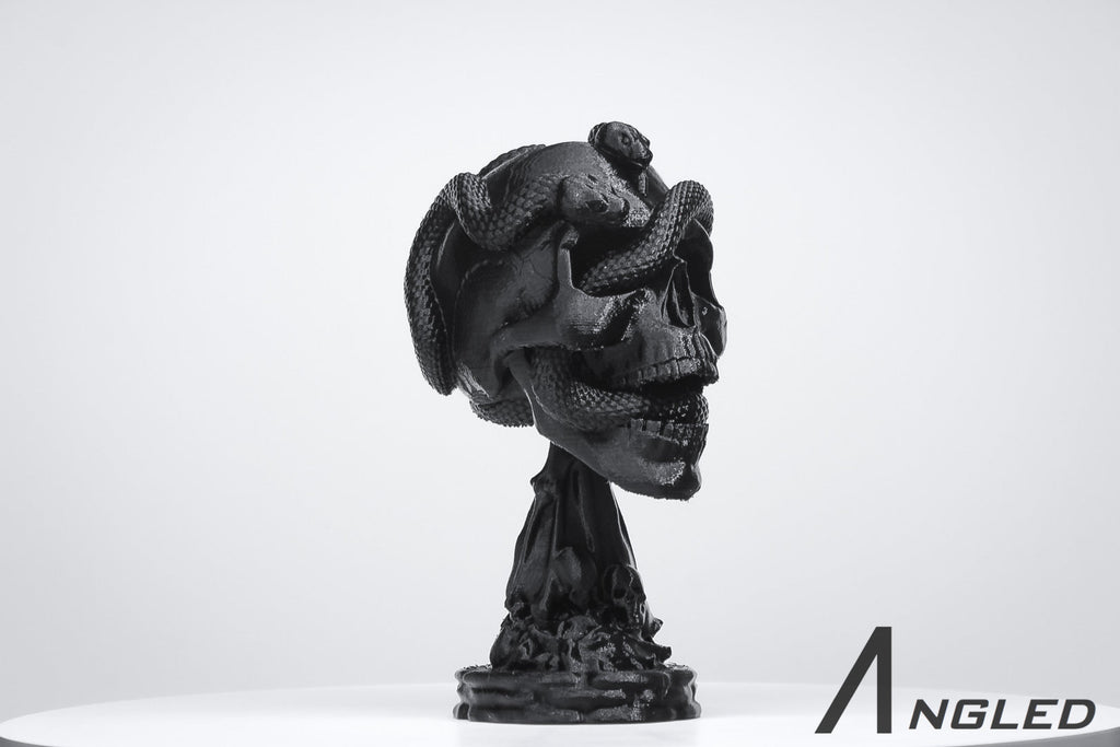 Skull with Snakes Pedestal Headphone Stand - Angled.io