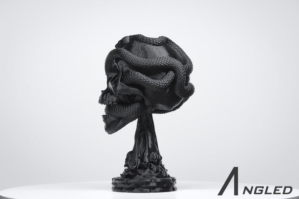 Skull with Snakes Pedestal Headphone Stand - Angled.io