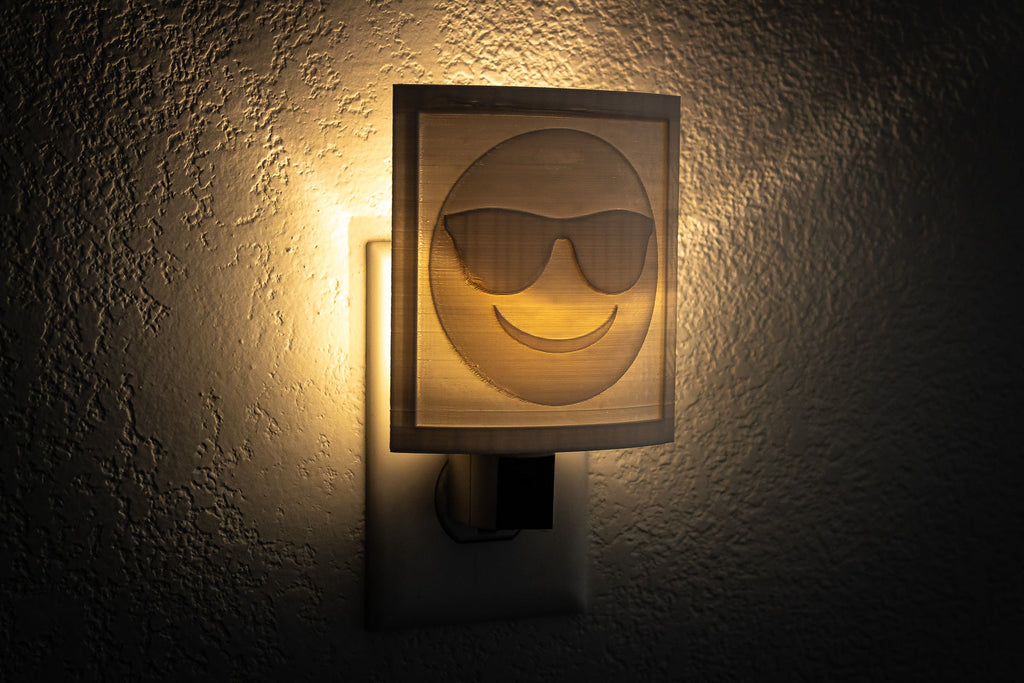 Cool Smile Emoji 3-D printed Nightlight l Plug in Nightlight - Angled.io